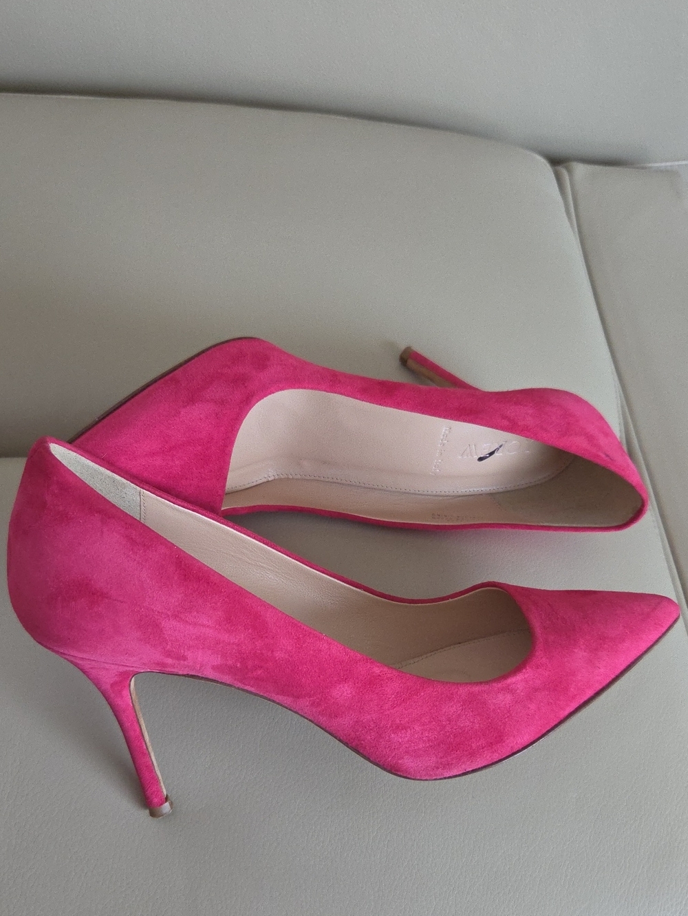 J. Crew Pointed Suede Pumps in Bright Pink